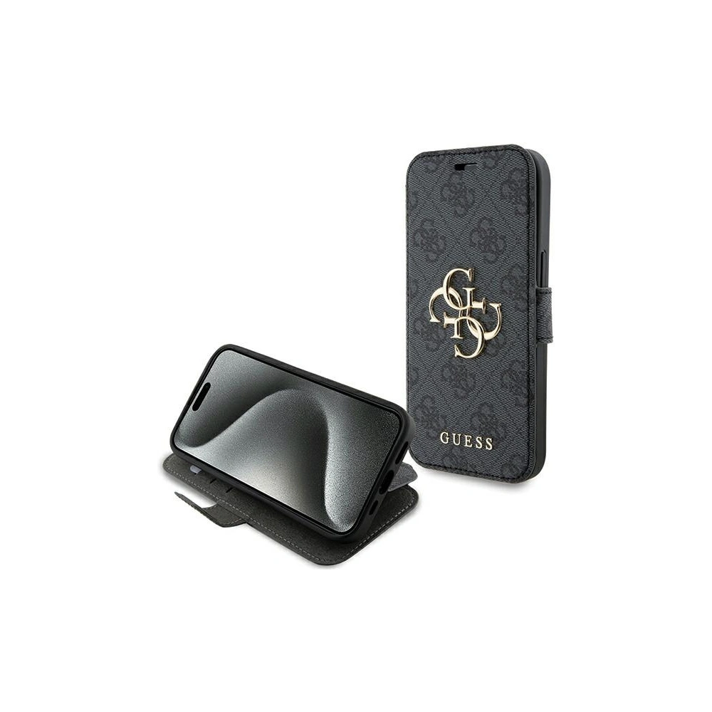 Hurtownia GSM - Etui Guess GUBKP15S4GMGGR Apple iPhone 15 / 14 / 13 könyv 4G Fém Logo szürke/grey - GUE3269 - {ean13} - Hurt