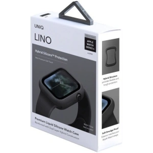 Etui UNIQ Lino Apple Watch 4/5/6/7/8/9/SE 44/45mm czarny/ash black