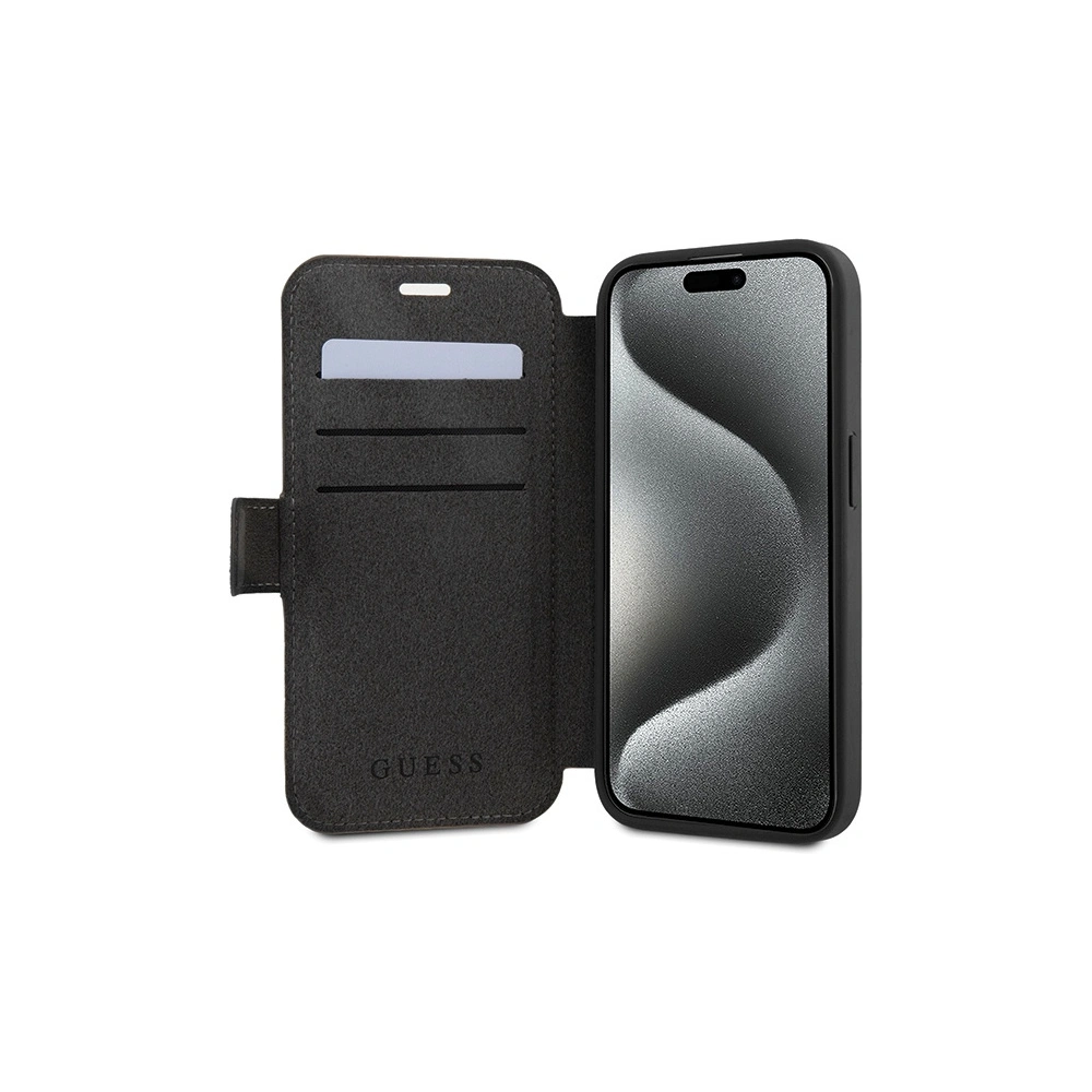 Hurtownia GSM - Etui Guess GUBKP15S4GMGGR Apple iPhone 15 / 14 / 13 könyv 4G Fém Logo szürke/grey - GUE3269 - {ean13} - Hurt