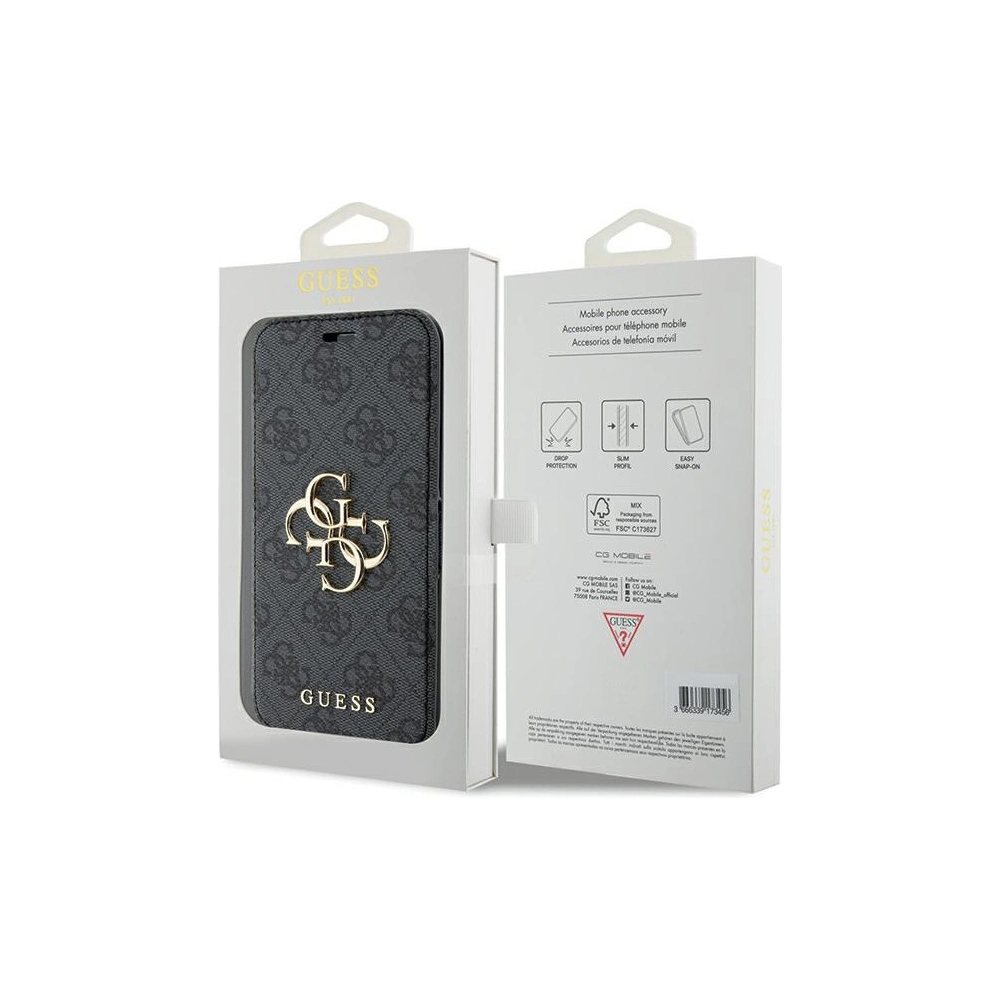 Hurtownia GSM - Etui Guess GUBKP15S4GMGGR Apple iPhone 15 / 14 / 13 könyv 4G Fém Logo szürke/grey - GUE3269 - {ean13} - Hurt