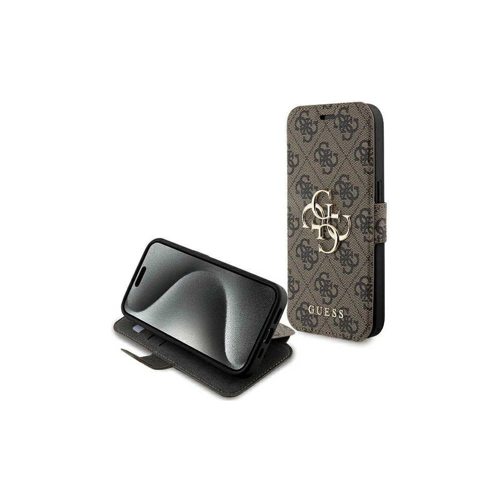 Hurtownia GSM - Etui Guess GUBKP15X4GMGBR Apple iPhone 15 Pro Max book 4G Metal Logo brązowy/brown - GUE3271 - {ean13} - Hurt