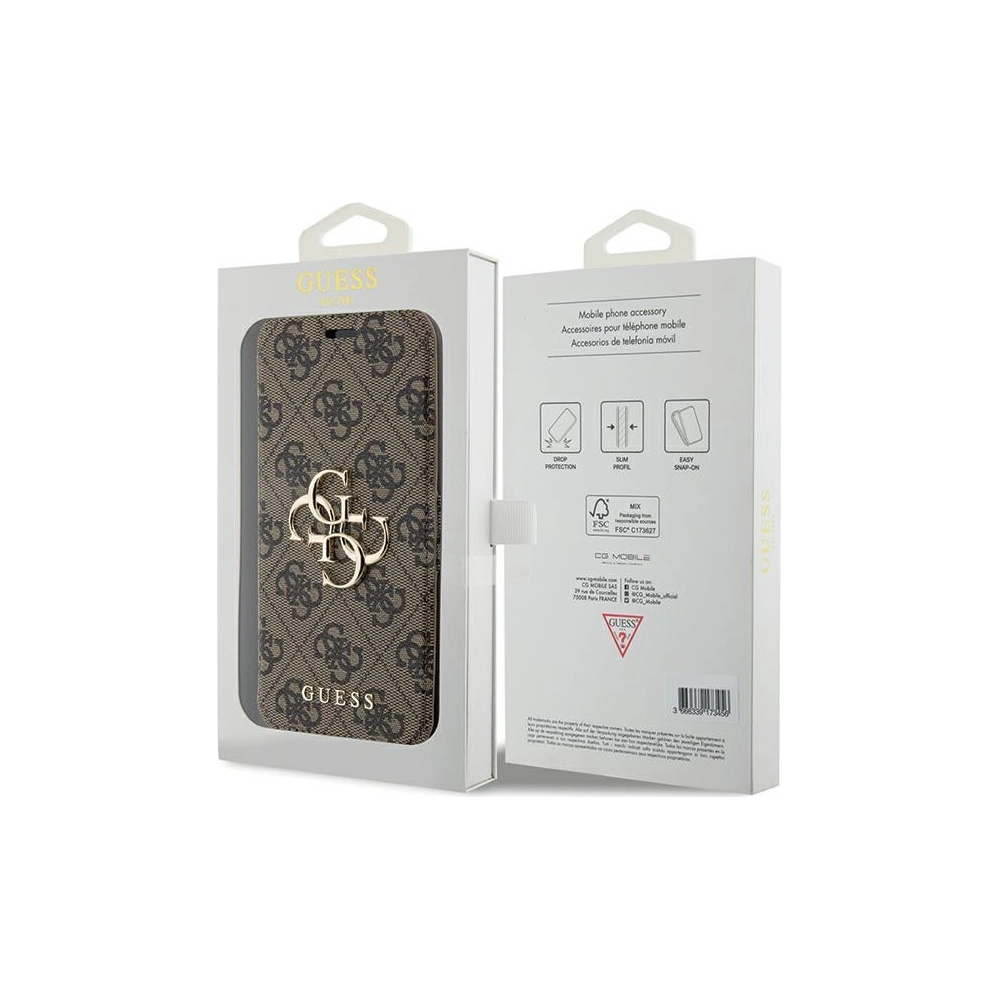 Wholesale Guess GUBKP15X4GMGBR Apple iPhone 15 Pro Max book 4G Metal Logo brown - GUE3271 - {ean13} - Hurt