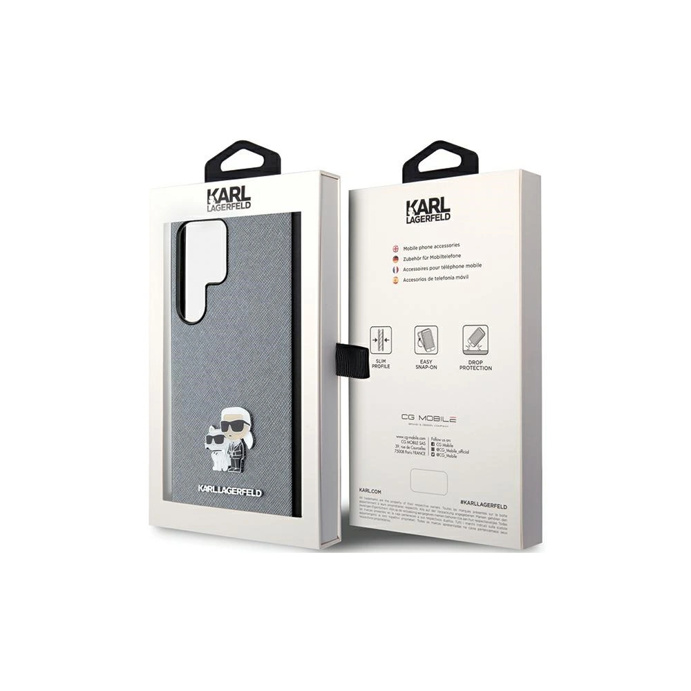 Hurtownia GSM - Case Karl Lagerfeld KLHCS24LPSAKCMPG Samsung Galaxy S24 Ultra Hartschale Saffiano Karl & Choupette Metallpin grau/grey - KLD1873 - {ean13} - Hurt