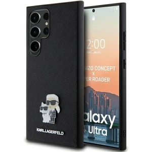 Etui Karl Lagerfeld KLHCS24LPSAKCMPK Samsung Galaxy S24 Ultra hardcase Saffiano Karl & Choupette Metal Pin czarny/black