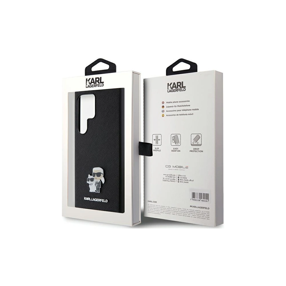 Wholesale Karl Lagerfeld KLHCS24LPSAKCMPK Samsung Galaxy S24 Ultra hardcase Saffiano Karl & Choupette Metal Pin black - KLD1874 - {ean13} - Hurt