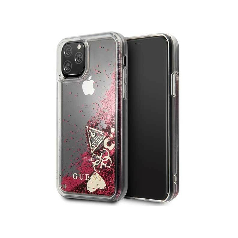 Guess Distributor - 3700740461907 - GUE153HEA - Guess GUHCN58GLHFLRA iPhone 11 Pro raspberry hard case Glitter Hearts - B2B homescreen