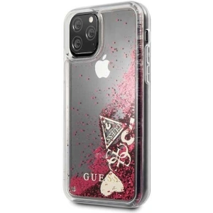 Etui Guess GUHCN58GLHFLRA Apple iPhone 11 Pro raspberry hard case Glitter Hearts