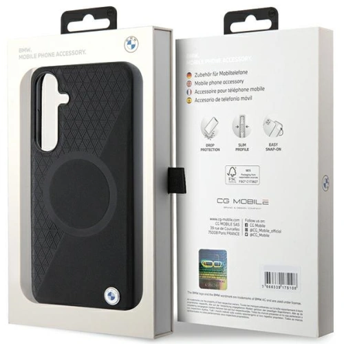 Etui BMW BMHMS24M23RTPK Samsung Galaxy S24+ Plus hardcase Signature Leather Half Textured & Circle MagSafe czarny/black