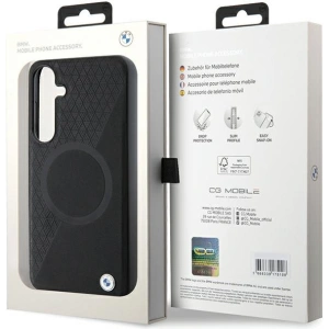 Hurtownia GSM - Etui BMW BMHMS24S23RTPK Samsung Galaxy S24 hardcase Signature Leather Half Textured & Circle MagSafe czarny/black - BMW609 - {ean13} - Hurt