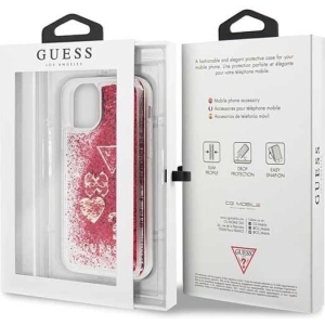Etui Guess GUHCN58GLHFLRA Apple iPhone 11 Pro raspberry hard case Glitter Hearts