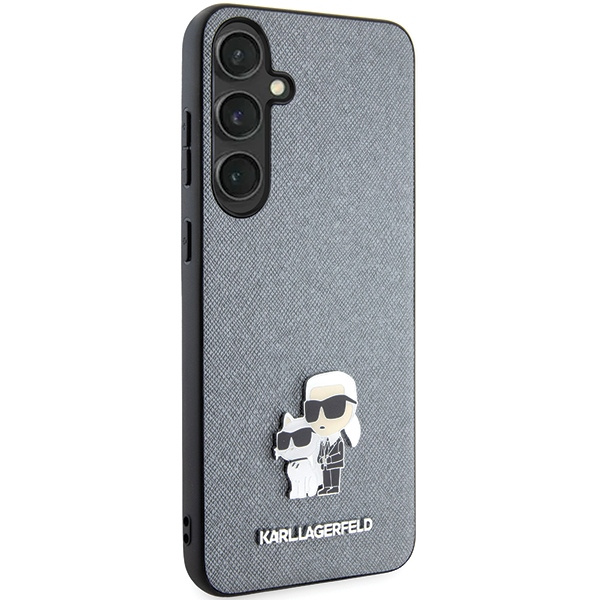 Kryt Karl Lagerfeld KLHCS24MPSAKCMPG Samsung Galaxy S24+ Plus hardcase Saffiano Karl & Choupette Metal Pin grey