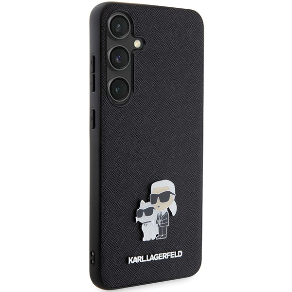 Kryt Karl Lagerfeld KLHCS24MPSAKCMPK Samsung Galaxy S24+ Plus hardcase Saffiano Karl & Choupette Metal Pin black