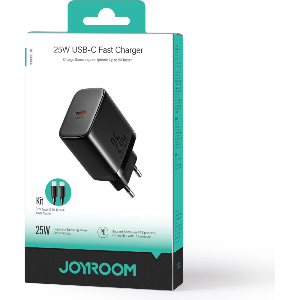 Hurtownia GSM - Síťová nabíječka Joyroom JR-TCF11 USB-C 25W + kabel USB-C / USB-C 1m černá - JYR964 - {ean13} - Hurt