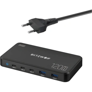 Hurtownia GSM - Încărcător de rețea 5w1 Blitzwolf BW-i100 120W AC / 2xUSB-A, 3xUSB-C, PD3.0, QC3.0, AFC, FCP, SCP, PPS - BLZ590 - {ean13} - Hurt