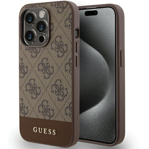 Hurtownia Guess - 3666339196233 - GUE3284 - Etui Guess GUHCP15LG4GLBR Apple iPhone 15 Pro hardcase 4G Stripe Collection brązowy/brown - B2B homescreen