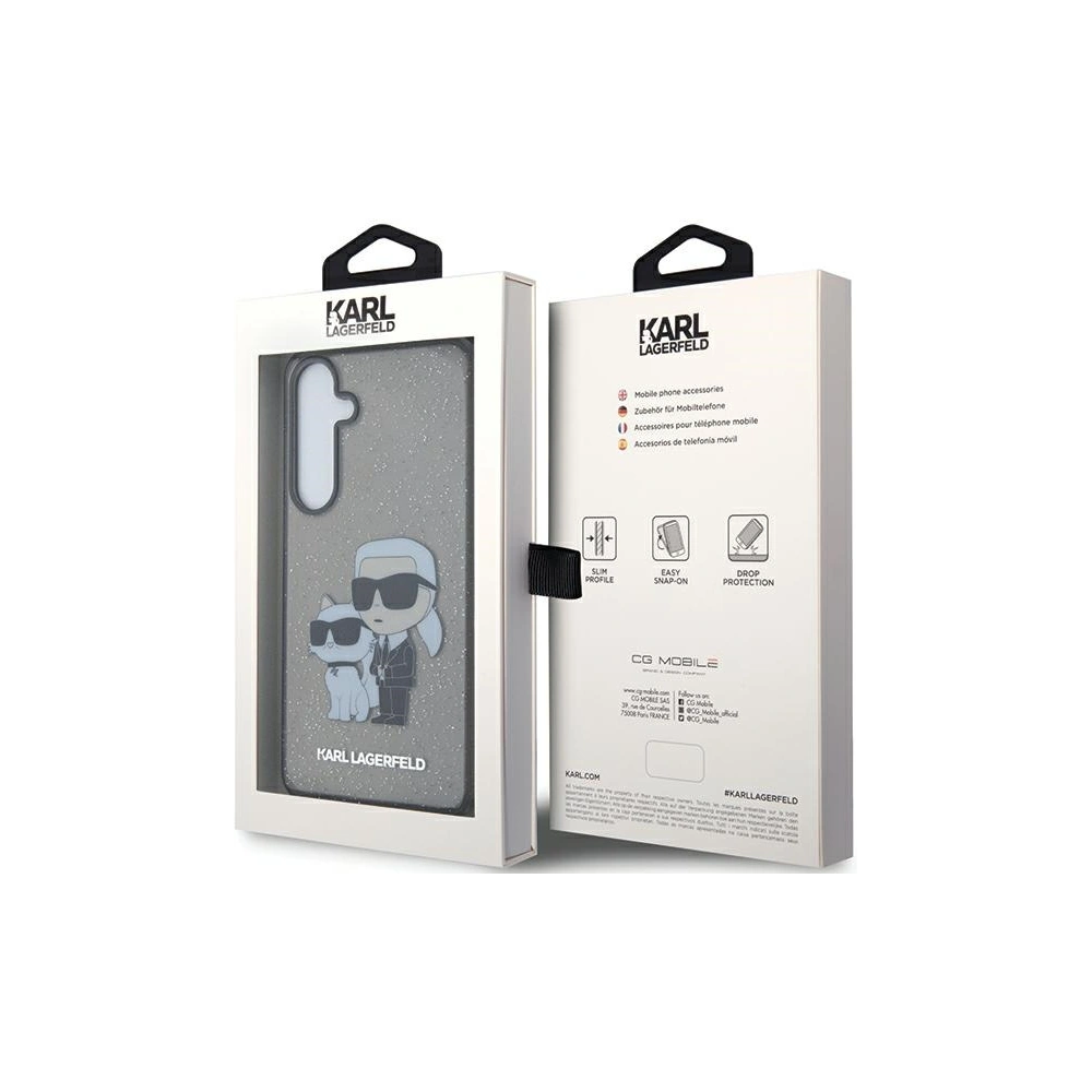 Wholesale Karl Lagerfeld KLHCS24SHNKCTGK Samsung Galaxy S24 hardcase Glitter Karl&Choupette black - KLD1886 - {ean13} - Hurt