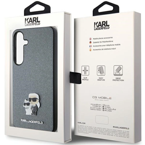 Etui Karl Lagerfeld KLHCS24SPSAKCMPG Samsung Galaxy S24 hardcase Saffiano Karl & Choupette Metal Pin szary/grey