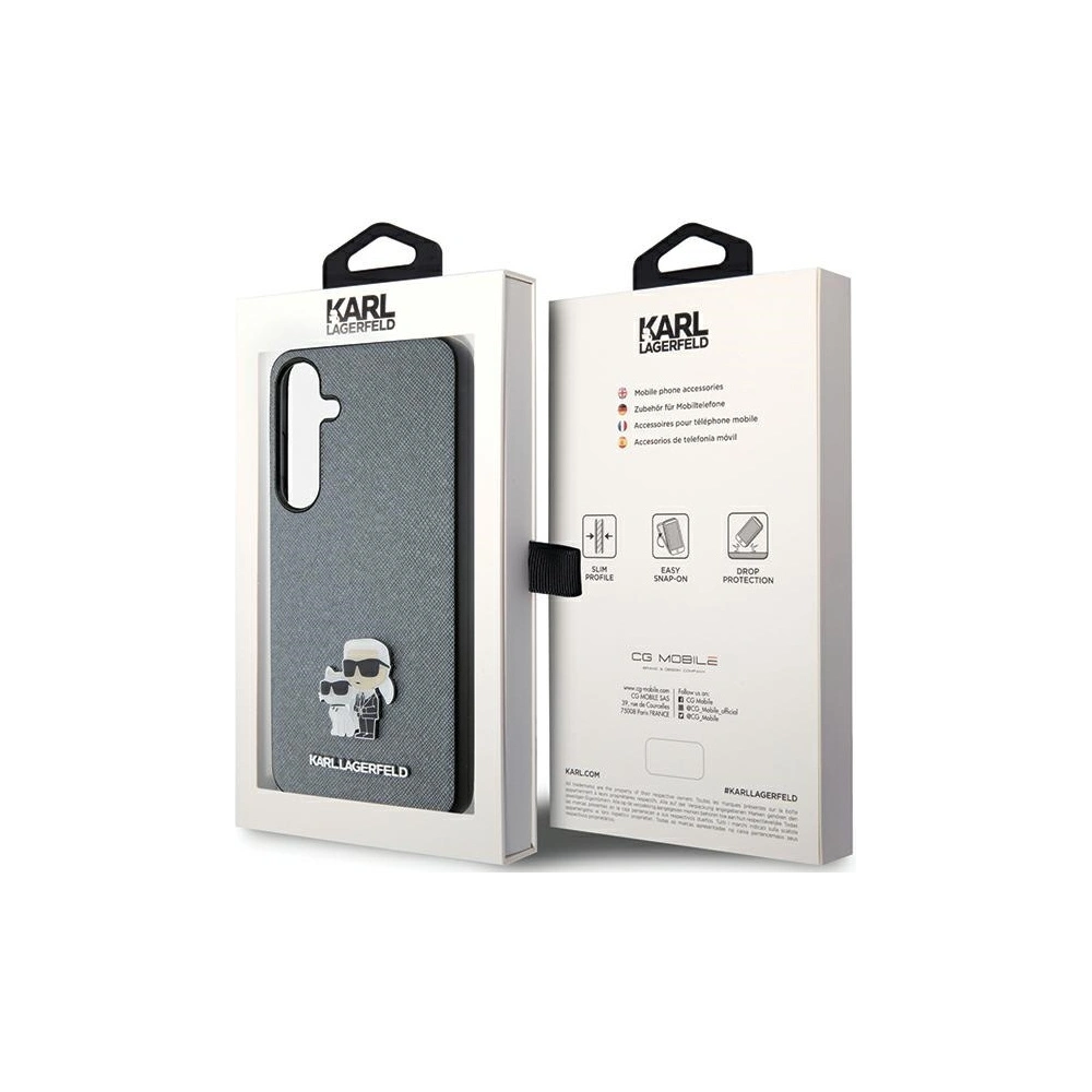 Hurtownia GSM - Etui Karl Lagerfeld KLHCS24SPSAKCMPG Samsung Galaxy S24 hardcase Saffiano Karl & Choupette Metal Pin gri/grey - KLD1887 - {ean13} - Hurt