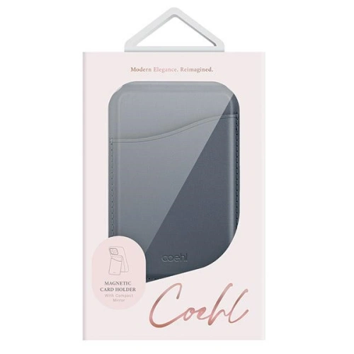 Portfel magnetyczny UNIQ Coehl Esme MagSafe z lusterkiem i podpórką ciemnoniebieski/sapphire blue