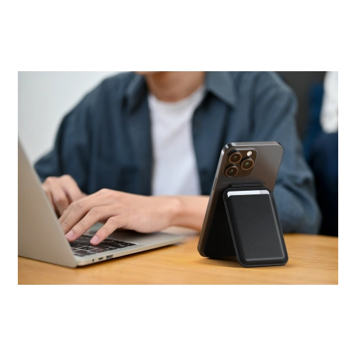 Podstawka Satechi Vegan-Leather Wallet Stand do Apple iPhone MagSafe czarny