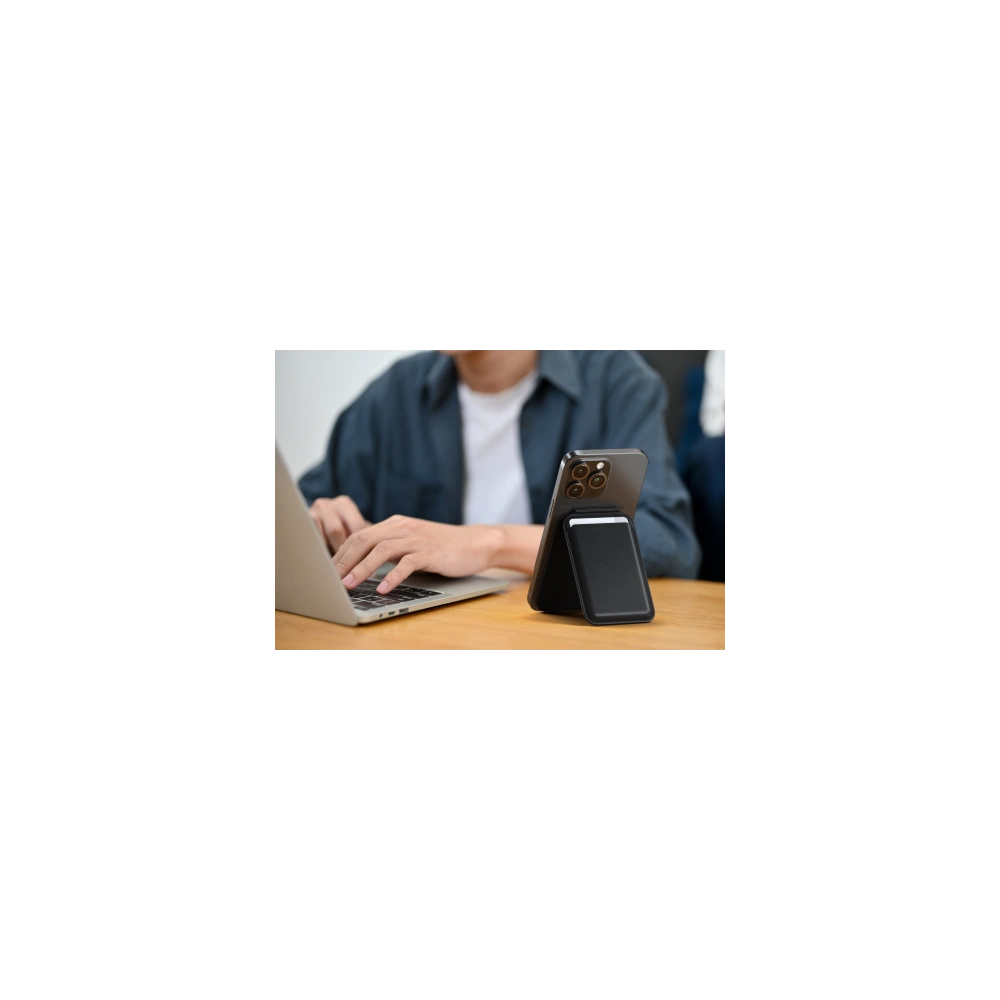 Hurtownia GSM - Suport din Piele Vegană Satechi pentru portofel pentru Apple iPhone MagSafe negru - STH99 - {ean13} - Hurt