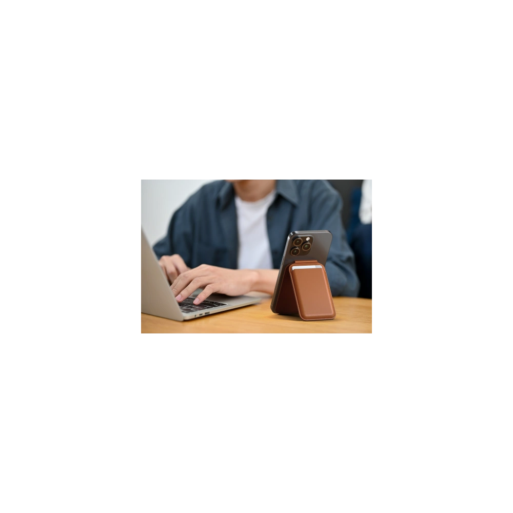 Hurtownia GSM - Suportul Satechi Vegan-Leather Wallet Stand pentru Apple iPhone MagSafe maro - STH100 - {ean13} - Hurt