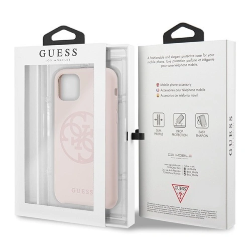 Etui Guess GUHCN58LS4GLP Apple iPhone 11 Pro light pink/jasnoróżowy hard case Silicone 4G Tone On Tone