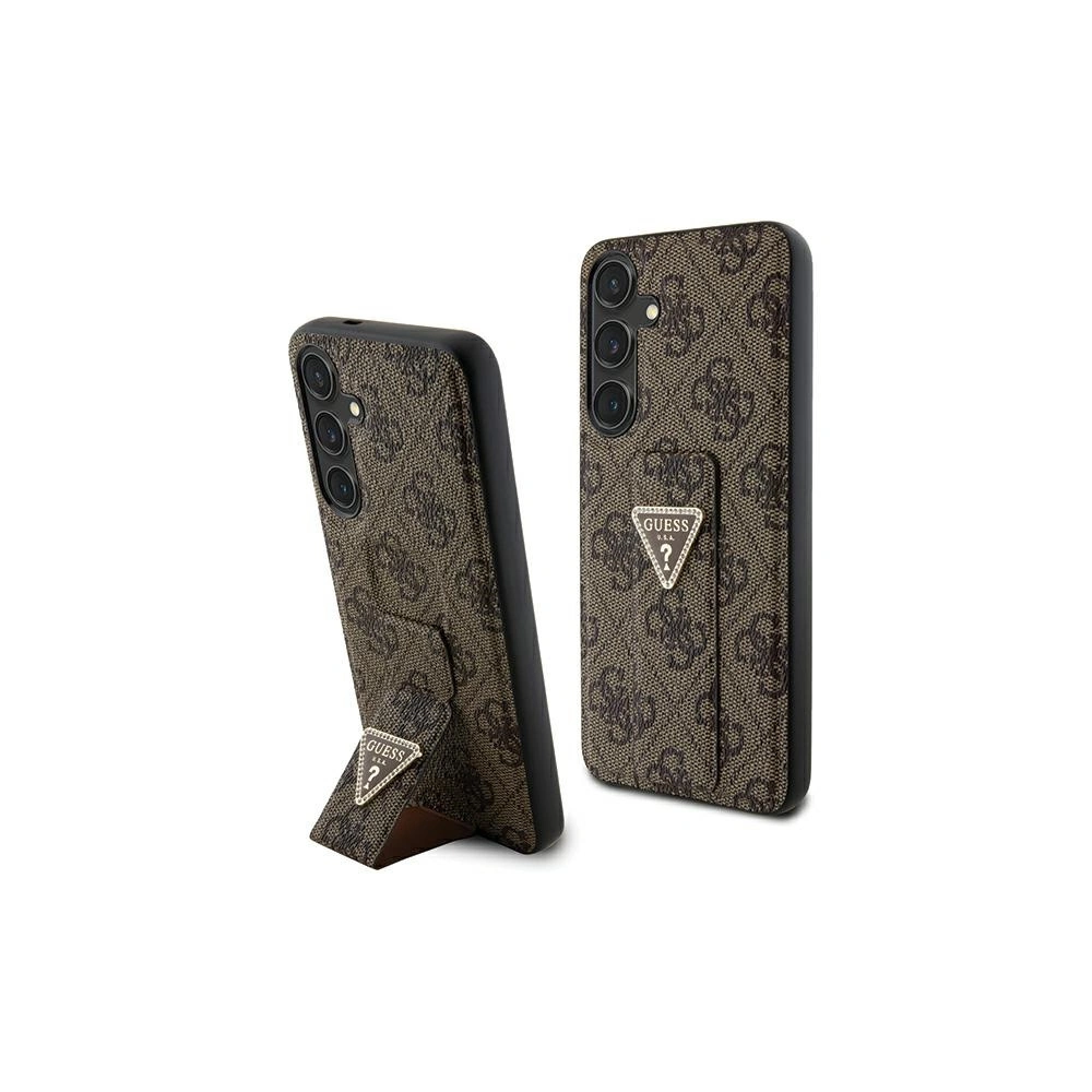 Hurtownia GSM - Etui Guess GUHCS24SPGS4TDW Samsung Galaxy S24 kemény tok Grip Stand 4G Triangle Strass barna/brown - GUE3308 - {ean13} - Hurt