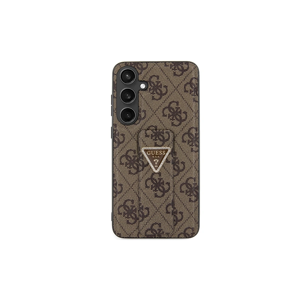Hurtownia GSM - Etui Guess GUHCS24SPGS4TDW Samsung Galaxy S24 kemény tok Grip Stand 4G Triangle Strass barna/brown - GUE3308 - {ean13} - Hurt