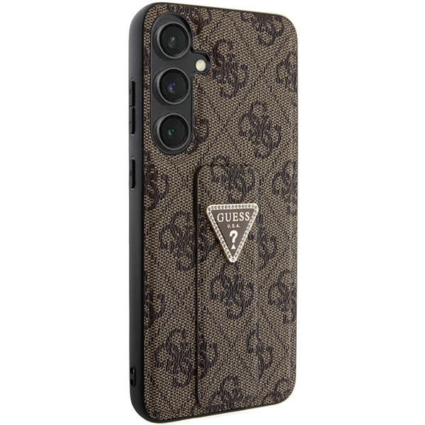 Kryt Guess GUHCS24SPGS4TDW Samsung Galaxy S24 hardcase Grip Stand 4G Triangle Strass brown