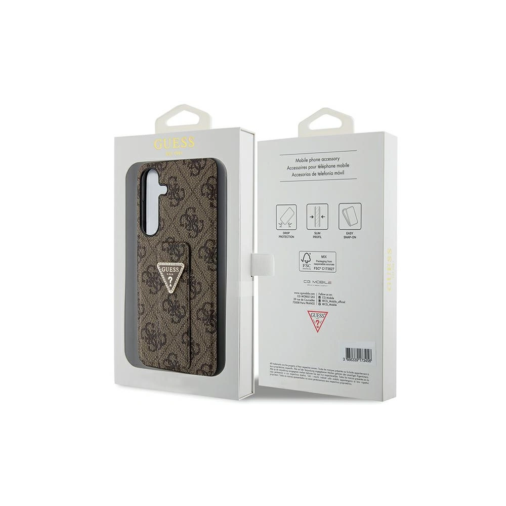 Hurtownia GSM - Etui Guess GUHCS24SPGS4TDW Samsung Galaxy S24 kemény tok Grip Stand 4G Triangle Strass barna/brown - GUE3308 - {ean13} - Hurt
