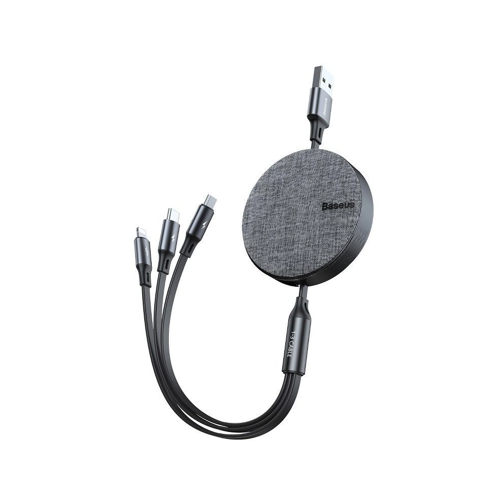 Hurtownia GSM - Kabel USB Baseus Fabric 3w1 USB-C / Lightning / Micro 3,5A 1,2m (szary) - BSU631GRY - {ean13} - Hurt