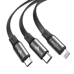 Cable USB Baseus Fabric 3w1 USB-C / Lightning / Micro 3,5A 1,2m Gray