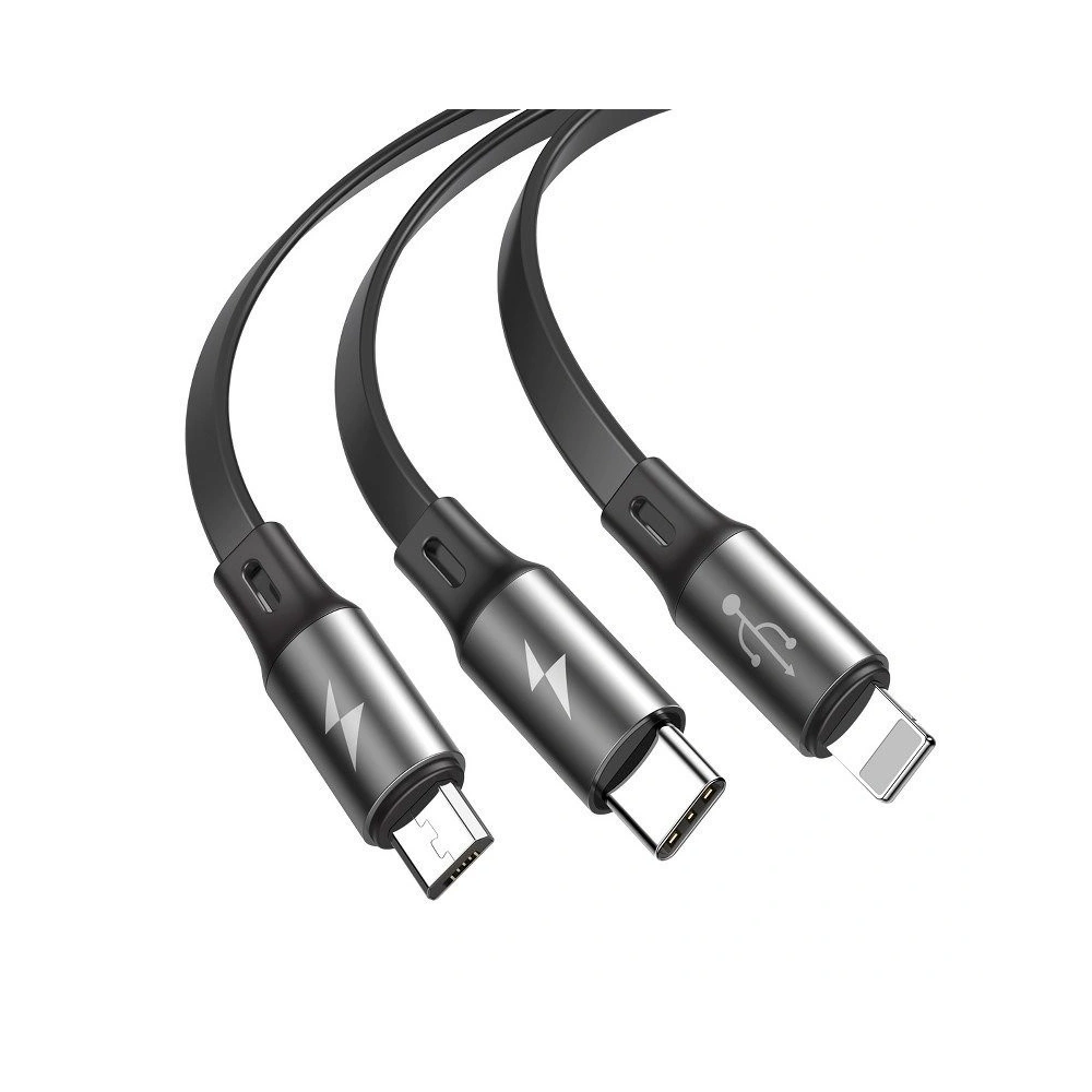 Hurtownia GSM - Kabel USB Baseus Fabric 3w1 USB-C / Lightning / Micro 3,5A 1,2m (szary) - BSU631GRY - {ean13} - Hurt