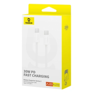 Kabel Baseus Superior Series ll USB-C / USB-C 30W 480Mb/s 2m biały