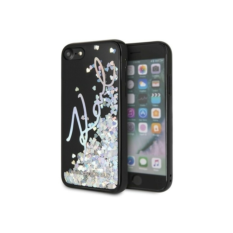 Karl Lagerfeld Distributor - 3700740442005 - KLD078BLK - Karl Lagerfeld KLHCI8KSIGMU Apple iPhone SE 2022/SE 2020/8/7 black hard case Signature Liquid Glitter Sequins - B2B homescreen