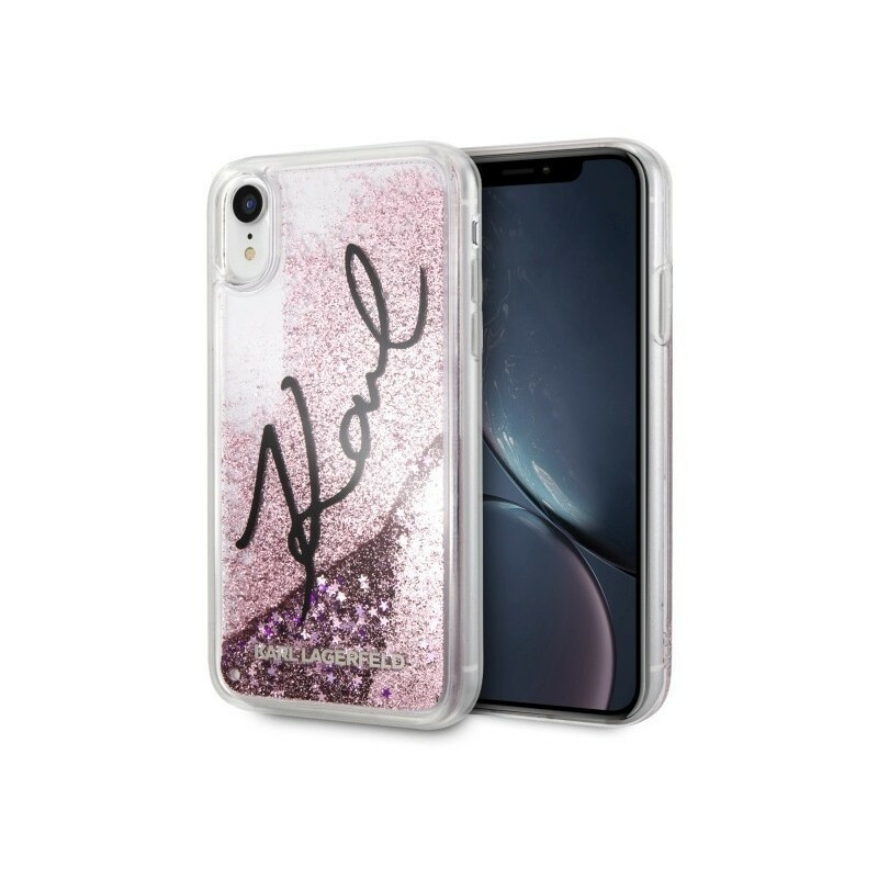 Karl Lagerfeld Distributor - 3700740442029 - KLD079PNK - Karl Lagerfeld KLHCI8KSIGPI Apple iPhone SE 2022/SE 2020/8/7 pink hard case Signature Liquid Glitter Sequins - B2B homescreen