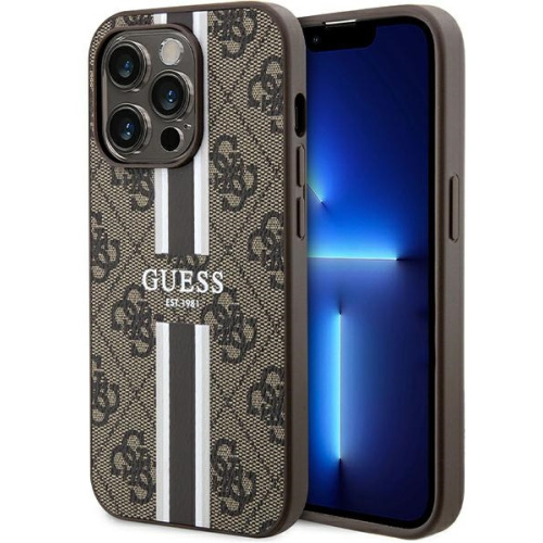 Guess Distributor - 3666339203467 - GUE3319 - Guess GUHMP15LP4RPSW Apple iPhone 15 Pro hardcase 4G Printed Stripes MagSafe brown - B2B homescreen