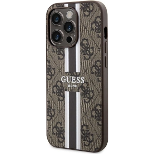 Etui Guess GUHMP15LP4RPSW Apple iPhone 15 Pro hardcase 4G Tisknuté pruhy MagSafe hnědá/brown