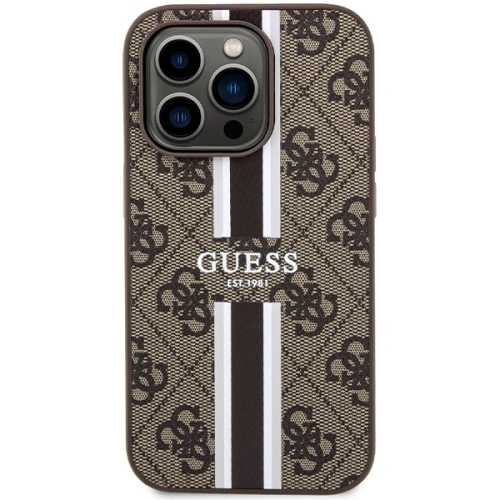 Etui Guess GUHMP15LP4RPSW Apple iPhone 15 Pro hardcase 4G Printed Stripes MagSafe brązowy/brown