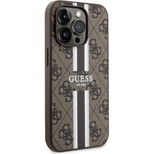 Etui Guess GUHMP15LP4RPSW Apple iPhone 15 Pro kemény tok 4G Nyomtatott Csíkok MagSafe barna/brown