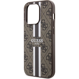 Etui Guess GUHMP15LP4RPSW Apple iPhone 15 Pro kemény tok 4G Nyomtatott Csíkok MagSafe barna/brown