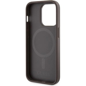 Etui Guess GUHMP15LP4RPSW Apple iPhone 15 Pro kemény tok 4G Nyomtatott Csíkok MagSafe barna/brown