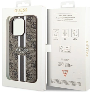 Etui Guess GUHMP15LP4RPSW Apple iPhone 15 Pro kemény tok 4G Nyomtatott Csíkok MagSafe barna/brown