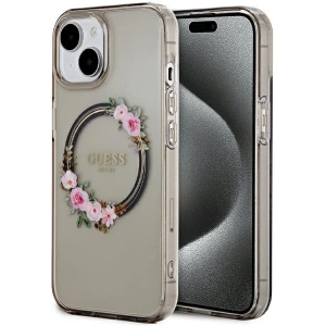 Hurtownia GSM - Case Guess GUHMP15SHFWFCK Apple iPhone 15 / 14 / 13 Hardcase IML Blumen Kranz MagSafe schwarz/black - GUE3320 - {ean13} - Hurt