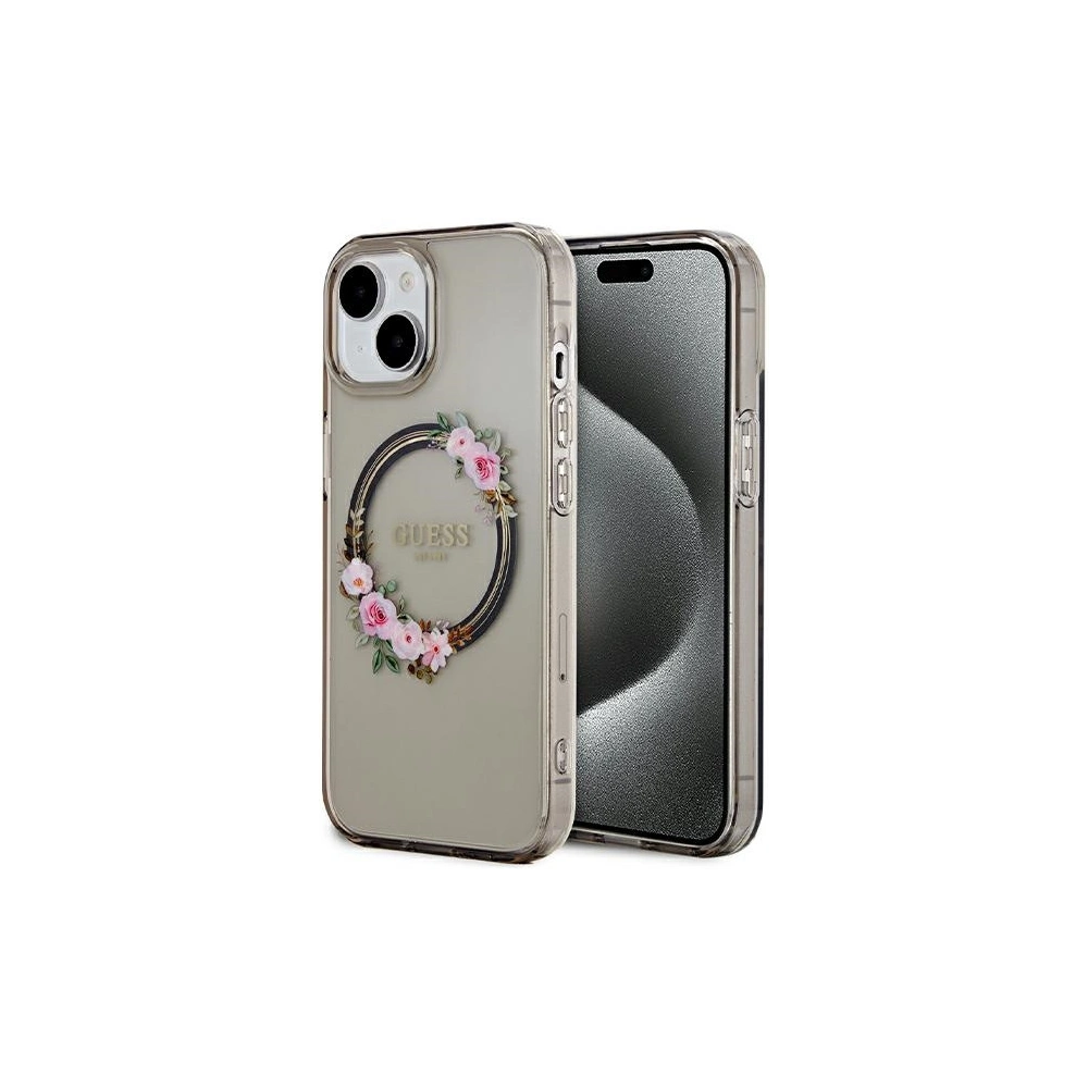Hurtownia GSM - Etui Guess GUHMP15SHFWFCK Apple iPhone 15 / 14 / 13 hardcase IML Flowers Wreatch MagSafe černý/black - GUE3320 - {ean13} - Hurt