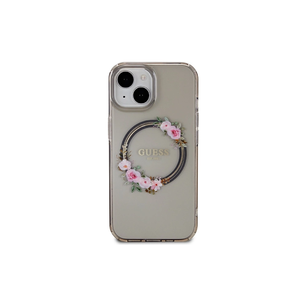 Hurtownia GSM - Etui Guess GUHMP15SHFWFCK Apple iPhone 15 / 14 / 13 hardcase IML Flowers Wreatch MagSafe černý/black - GUE3320 - {ean13} - Hurt
