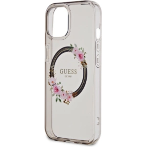 Hurtownia GSM - Case Guess GUHMP15SHFWFCK Apple iPhone 15 / 14 / 13 Hardcase IML Blumen Kranz MagSafe schwarz/black - GUE3320 - {ean13} - Hurt