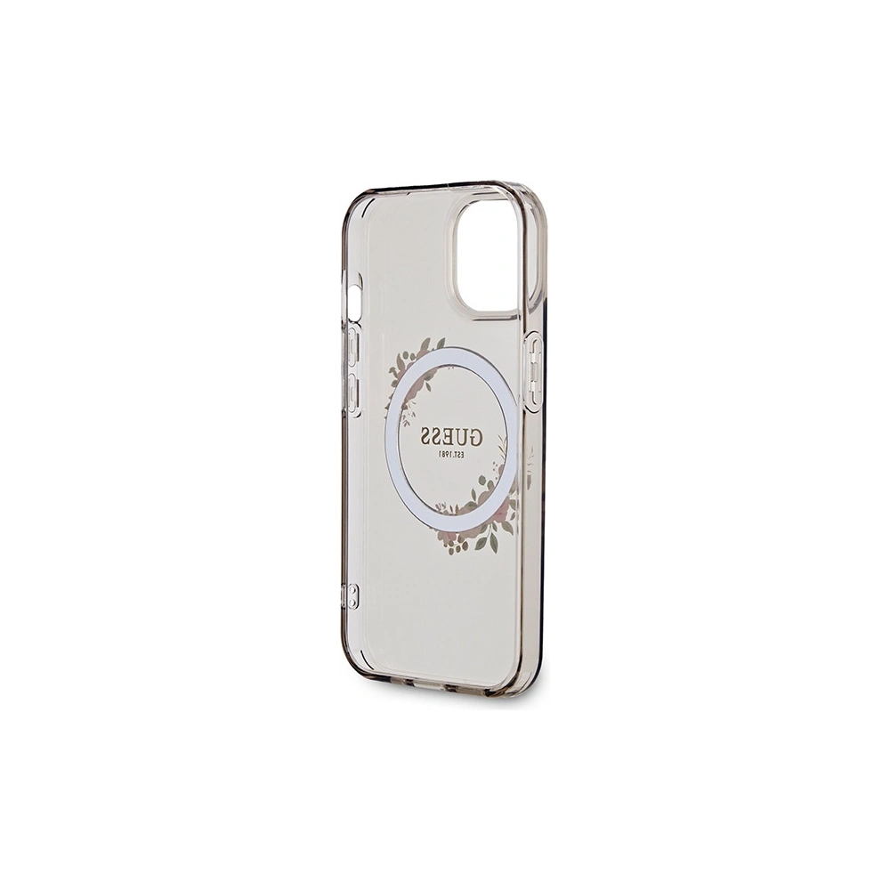 Hurtownia GSM - Case Guess GUHMP15SHFWFCK Apple iPhone 15 / 14 / 13 Hardcase IML Blumen Kranz MagSafe schwarz/black - GUE3320 - {ean13} - Hurt