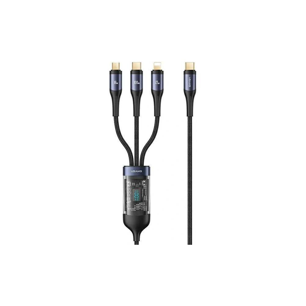 Hurtownia GSM - Cablu 3w1 USAMS US-SJ600 USB-C / Lightning / microUSB / USB-C 100W 1,2m negru/black - USA1042 - {ean13} - Hurt
